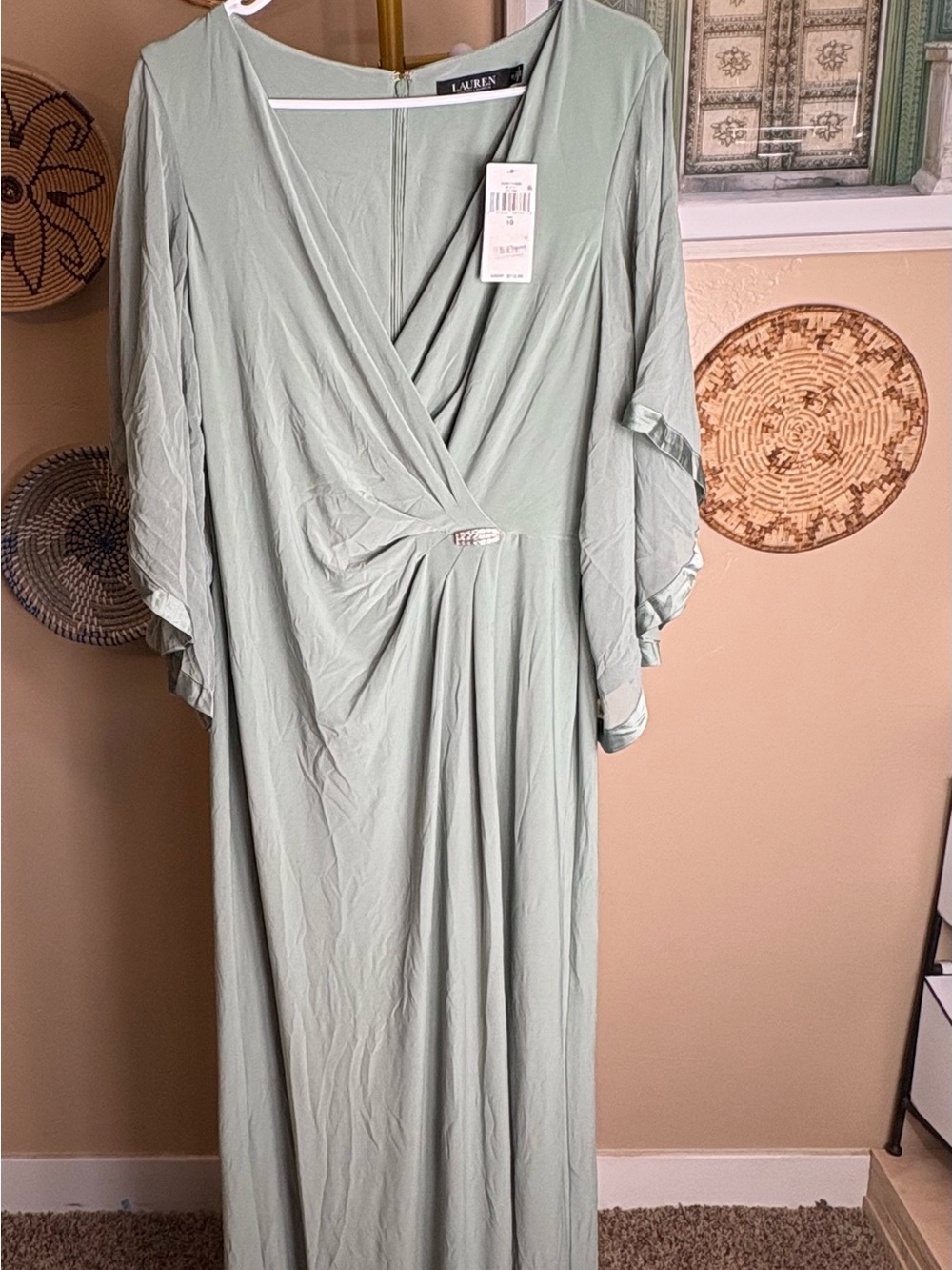 Ralph Lauren Light Sage Green Wrap Maxi Dress